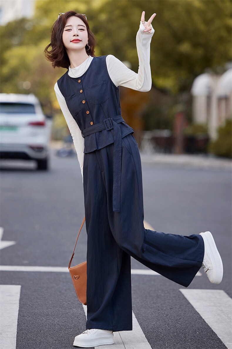 高端欧货牛仔套装女2025年早春季新款气质高级感马甲阔腿裤三件套,女装套装/套裙,仟媚宠