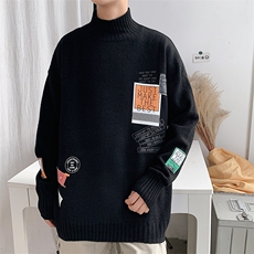 M18121-P45加绒P65半高领毛衣男士大码针织衫男毛线衣男线衫，男装针织衫/毛衣，电商A040