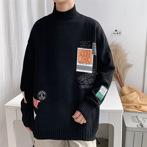 M18121-P45 加绒P65半高领毛衣男士大码针织衫男毛线衣男线衫图片
