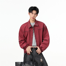 水洗牛仔外套男款春美式痞帅上衣服宽松休闲工装夹克JK1331-P108，男装工装外套，星座1103-3