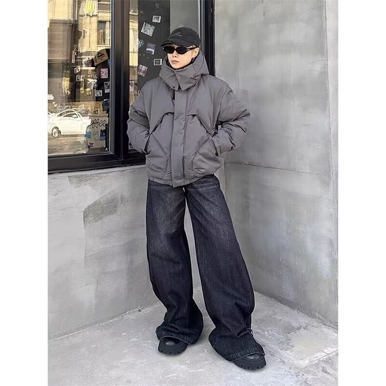 欧洲站加厚连帽短款棉服男女2025新款冬季青年学生爱心面包服宽松,男装棉衣,四季星座505