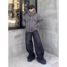 欧洲站加厚连帽短款棉服男女2025新款冬季青年学生爱心面包服宽松，男装棉衣，四季星座505