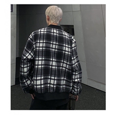 2024秋冬新款黑白格子棒球服保暖夹克外套男JK98-P98，男装夹克，电商C307