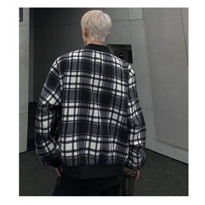 2024秋冬新款黑白格子棒球服保暖夹克外套男 JK98-P98图片