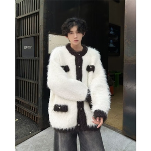 A697-P57 小香风外套男女秋冬设计感小众别致漂亮毛衣软糯水貂绒图片