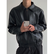 W10327-P70网图现货高街风设计感Pu皮衣复古风机车服皮夹克外套，男装皮衣，星座1608