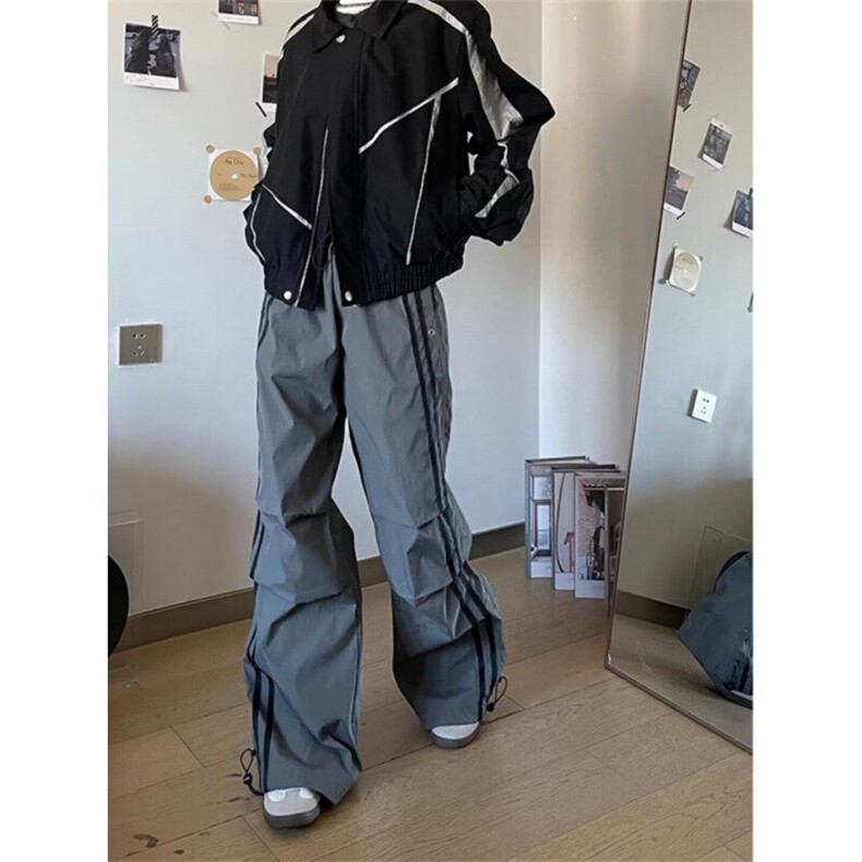 DWK73-P45美式复古条纹褶皱工装裤潮直筒宽松休闲裤子-网图现货,男装休闲裤,星座603-2