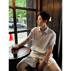 网图老钱风亚麻男士polo衫短袖衬衫领T恤夏装宽松半袖S433-特25，男装T恤，电商A233-1