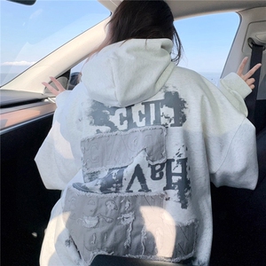有货。字母贴布绣留须帽卫衣男女春秋外套WB666-P54图片