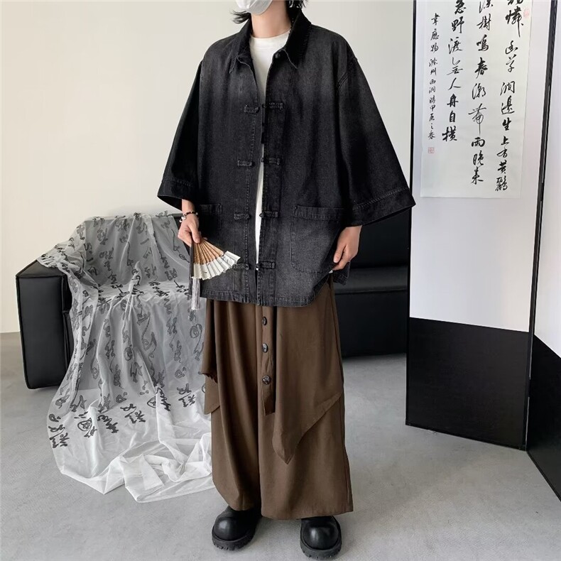 新中式风短袖衬衫男2024夏季新款宽松中山装衬衣外套CY786-P64,男装衬衫,星座412-2