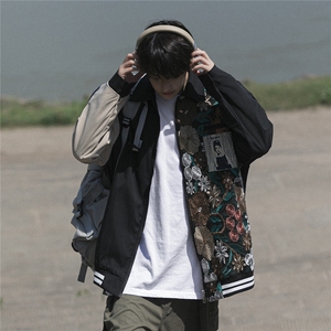 1CityBoy刺绣拼接夹克女大码情侣夹克男潮外套男JK7711P75控108图片