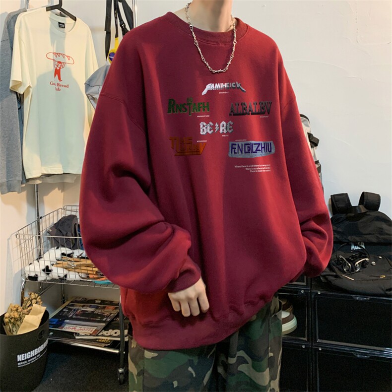 ！ 圆领卫衣男装港风长袖T恤男外套男WY163-P28图片