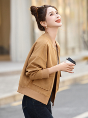 休闲气质小个子棒球服外套女2025春秋新款蝙蝠袖宽松短款夹克上衣，女装短外套，今喜