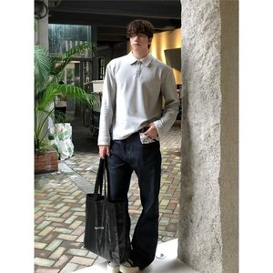 亨利领假两件长袖卫衣男潮牌高级感美式休闲大码男装T恤打底上衣图片