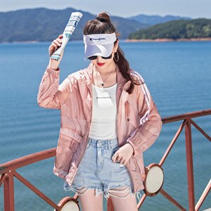 网红户外透气防紫外线防晒衣女夏季薄款中长款大码防晒服开衫潮图片