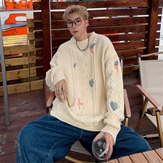 鹿毛绒全刺绣美式圆领毛衣男慵懒风休闲针织衫M506P63，男装针织衫/毛衣，星座1116-2