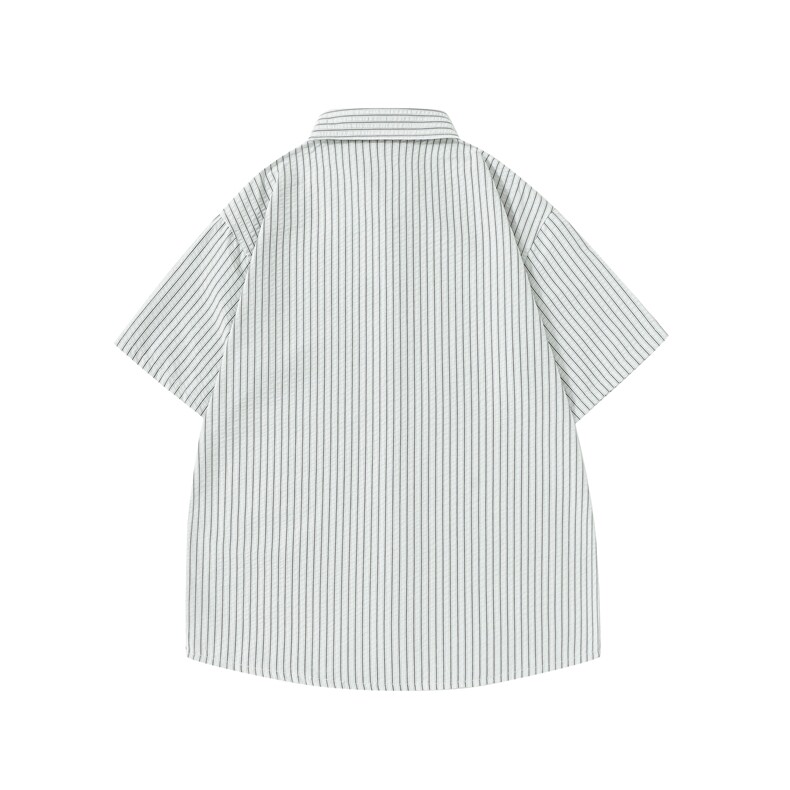 2025夏季新款学院风泡泡棉条纹领带短袖衬衫男上衣CS2501-p45控68,男装衬衫,星座216(原A116)