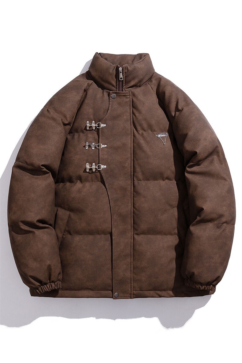 白底立领PU皮复古做旧面料金属飞机扣设计棉衣男MY77726P148控198,男装棉衣,星座227-7