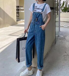 背带牛仔裤图片