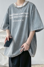 夏季港风短袖t恤男水洗做旧重磅美式五分半袖A071-T101-P45，男装T恤，电商A071