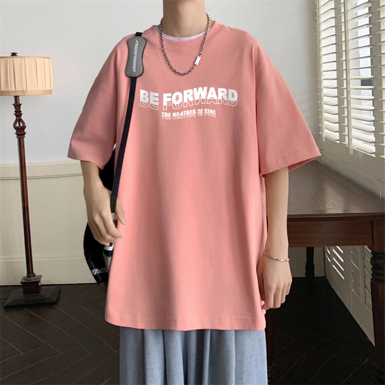 2025新款重磅品质纯棉港风男美式大版型宽松落肩短袖T恤T2403-P25,男装T恤,电商B219A