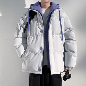 冬季青少年连帽假两件外套加绒加厚休闲简约棉衣棉服5303-P85图片