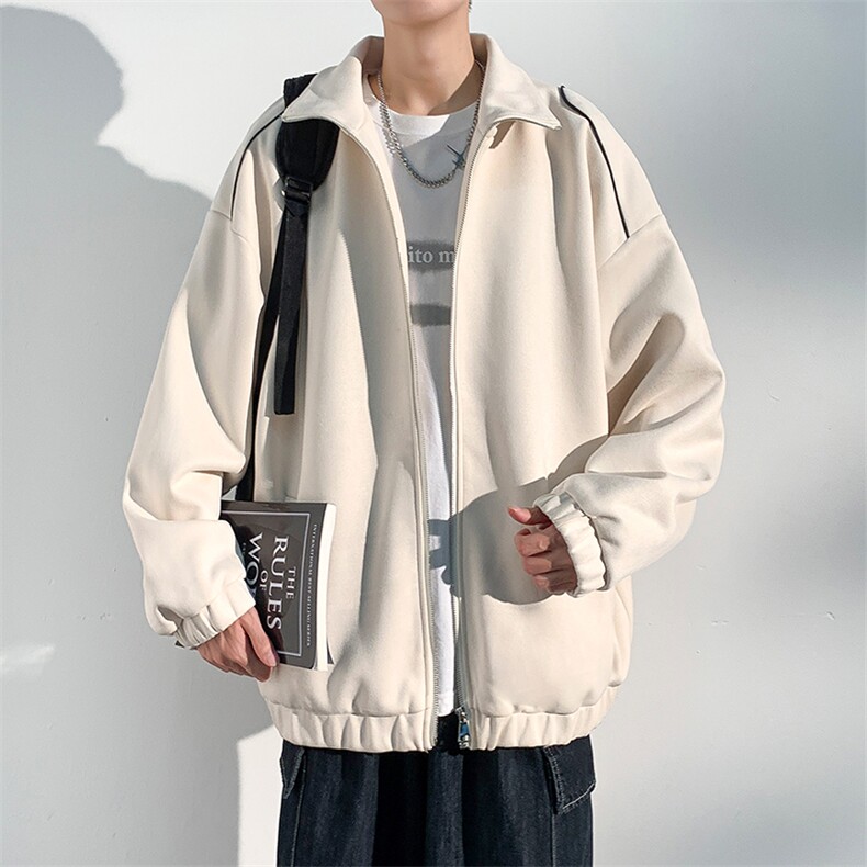 J6613P682024秋季新款抖音高品质麂皮绒反光条拼接休闲外套,男装夹克,电商A026-1