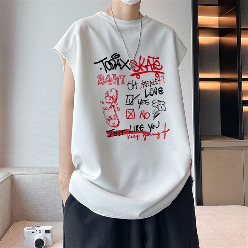 可设48小时发货支持抖音得物来样二开240克重磅美式麂皮绒背心t恤，男装背心/马甲，电商A486