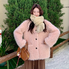 【现货】新款粉色毛皮毛一体毛毛款223-1523-P215-K328，女装皮草，欣美人