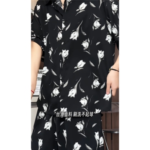 短袖衬衫男+短裤男潮流休闲套装男M-5XL大码TZ78712P50控98模特图图片