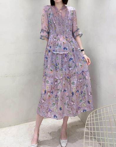 印花真丝连衣裙，女装连衣裙，奥莎