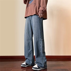 美式vibe工装裤子男女秋冬ins潮牌高街头宽松阔腿牛仔裤NK849-P45，男装牛仔裤，星座1008