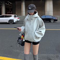 抖音得物高品质25秋冬美式高街宽松结构防风高领连帽卫衣外套W60，男装卫衣，电商A486-1