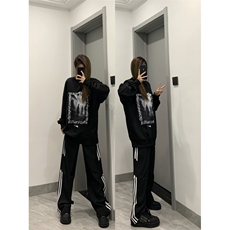K824-特P33男女宽松休闲运动休闲裤三条杠直筒拖地裤，男装休闲裤，电商B327