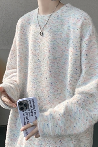 WY10156-特批40 控78 新款圆领简约套头宽松大码卫衣糯米衣服男图片