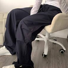 美式工装裤男女新款抽绳显瘦宽松休闲阔腿裤男LB6266-P38加绒45，男装休闲裤，星座1008