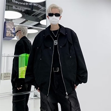 韩系短款垫肩外套男春秋季小众设计感工装飞行服外穿夹克WT64，男装夹克，星座1116A-1（原606A）