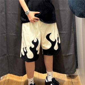 W327-P32 2025夏季新款灯芯绒激光刺绣休闲短裤男女情侣图片