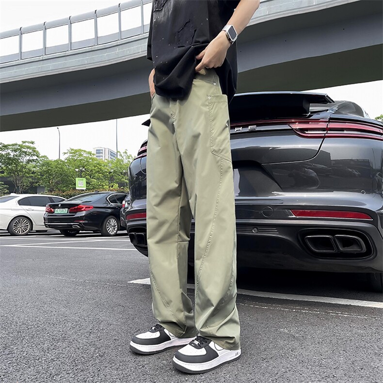 2024新款小众宽松百搭工装直筒裤潮牌阔腿休闲裤男现货 K8098-P40图片