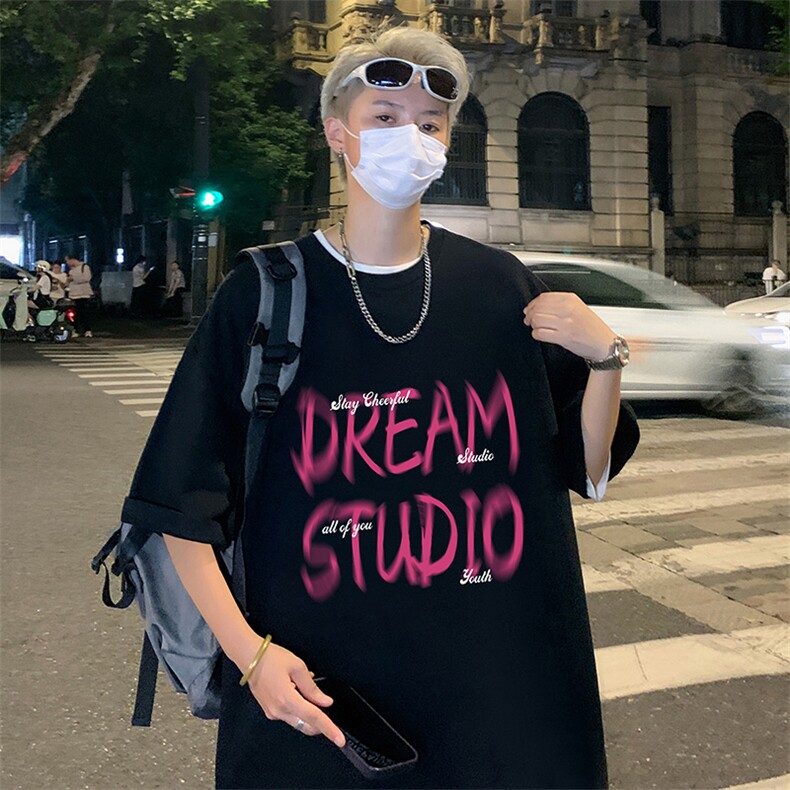 T781P26夏季新品港风高街美式短袖T恤宽松ins重磅纯棉体恤,男装T恤,星座304A