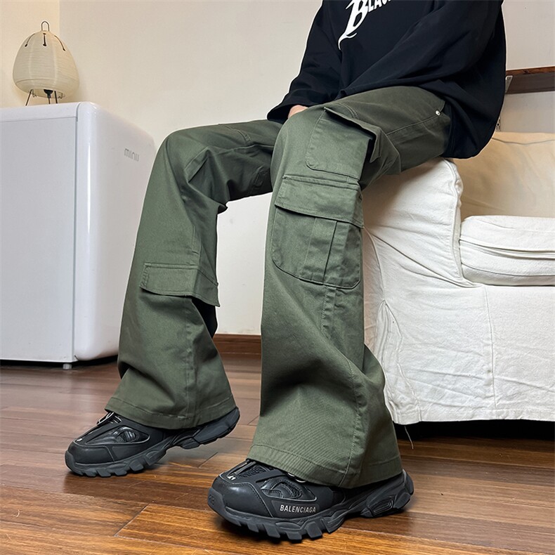 美式多口袋工装裤微喇显瘦中性技能风休闲裤XZ603-K846-P65控88,男装休闲裤,星座603