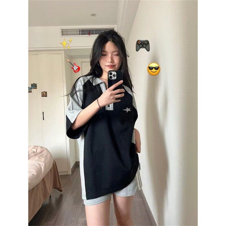现货美式学院风T恤夏季撞色拼接polo衫短袖男宽松潮牌PLY299-P30,男装Polo衫,星座1008