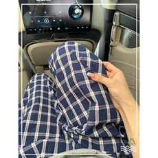 美式高街潮牌男女泡泡格子休闲裤直筒宽松慵懒显瘦阔腿休闲长裤子，男装休闲裤，电商A486