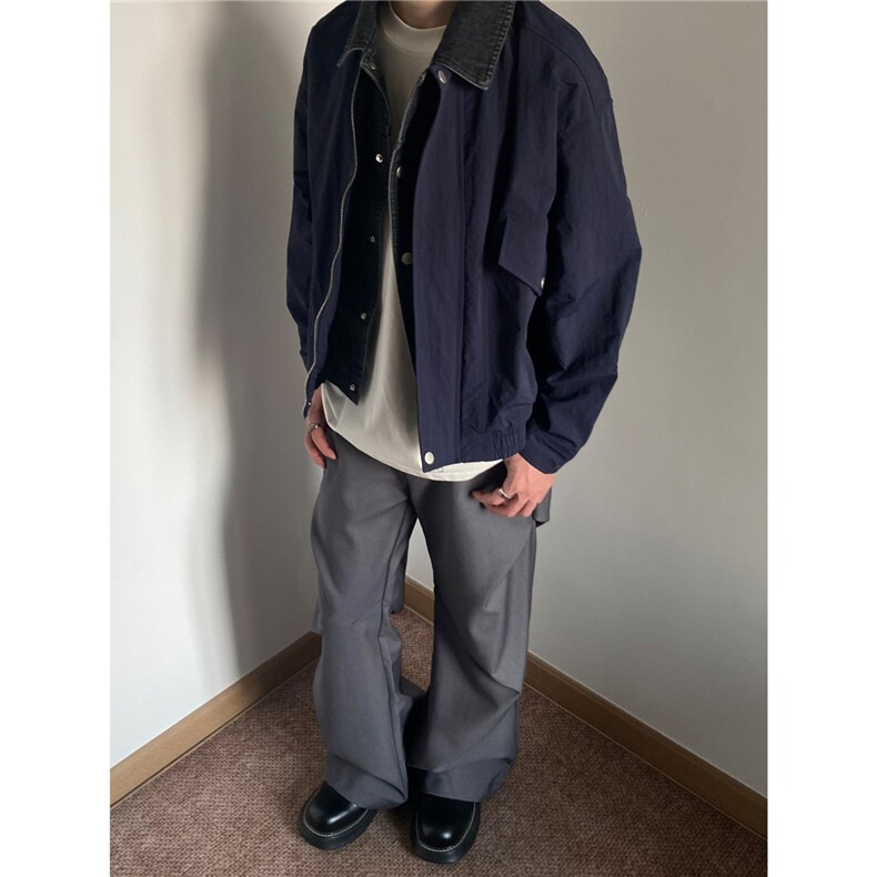 秋季新款美式巴恩风假俩件翻领宽松休闲夹克外套男JA241-P80,男装夹克,星座208-5