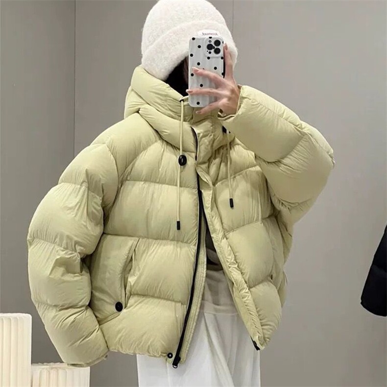 韩版连帽加厚白鸭绒羽绒服女短款2026新款泡芙感减龄保暖外套女,女装羽绒服,蓝诗依工厂店