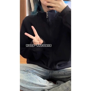 美式复古立领拉链卫衣男士插肩廓形外套宽松运动上衣WJK61图片