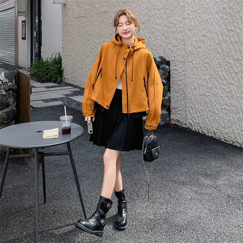 现货26早春新品连帽撞色休闲短外套2C293-W512-P155-K238,女装短外套,2C293