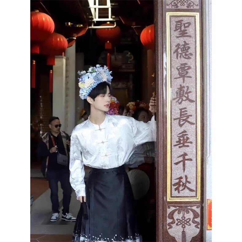 新中式盘扣春秋风唐装长袖衬衫外套衬衣上衣男女WL100-P45,男装衬衫,星座1008