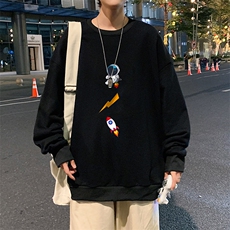 S6165-P28加绒款-P33秋季圆领卫衣男大码韩版宽松长袖外套，男装卫衣，电商A040