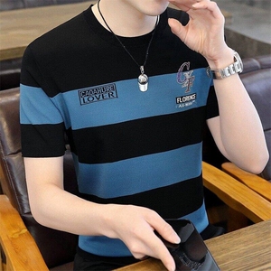 7383-P45夏季休闲时尚短袖毛衣男打底衫 欧货T恤潮牌针织衫图片
